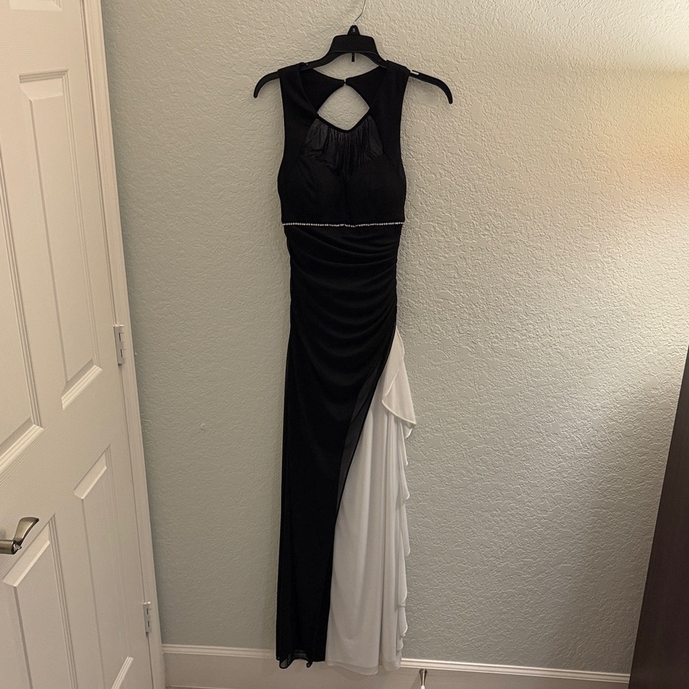 Blondie Nites Black and White Backless Dress
